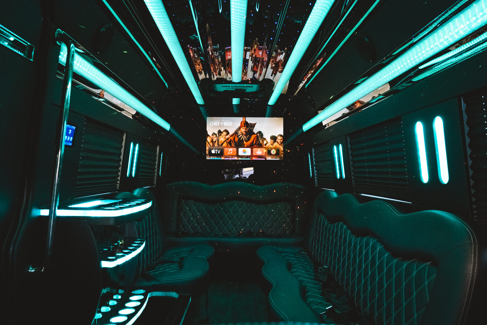 Mercedes Sprinter party bus interior LED lighting San Diego